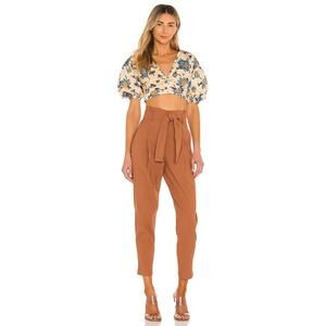 NWOT A.L.C. Rylan Puffed Sleeve Low V Floral Crop Top Size Large